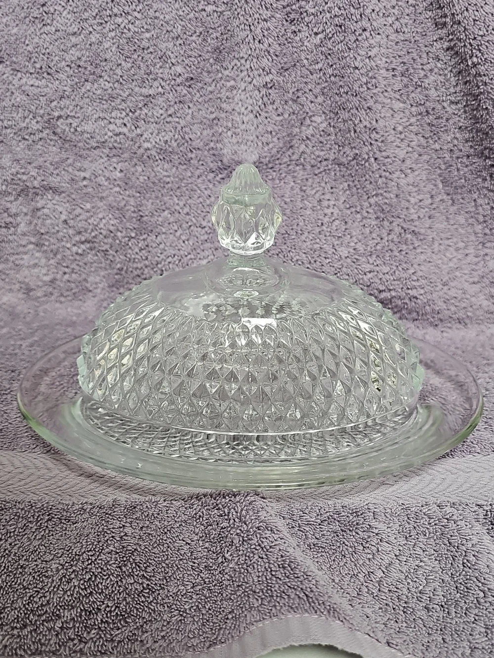 Vintage Indiana Glass Diamond Point Butter Dish